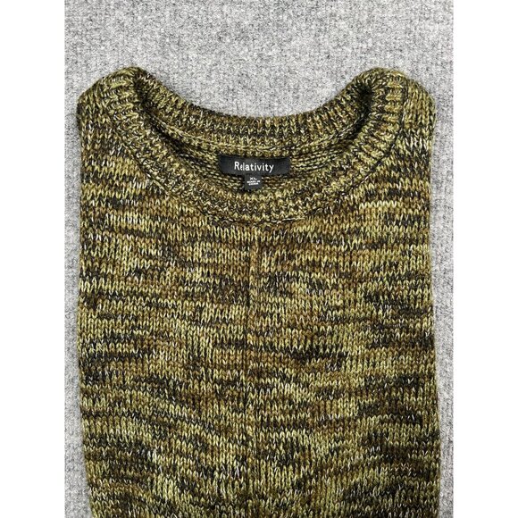 Relativity XL Olive & Brown oversized Knitted Sweater With Side Ties fall cozy - Picture 1 of 7